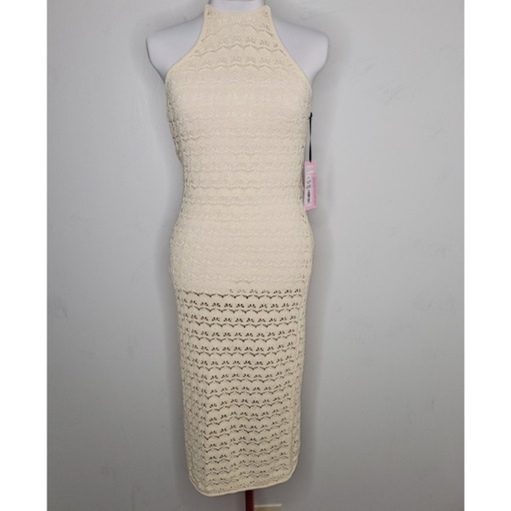 Future Collective Alani Noelle Crochet Knit Midi Dress XL Halter Boho Beach Wear